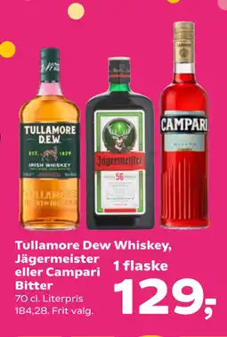 Kvickly Tullamore Dew Whiskey, Jägermeister eller Campari Bitter tilbud