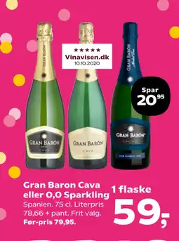Kvickly Gran Baron Cava eller 0,0 Sparkling tilbud