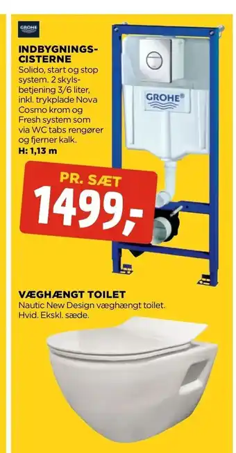 jem & fix Indbygnings­ cisterne + væghængt toilet tilbud