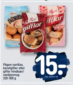 REMA 1000 Pågen vanillas, kanelgifler eller gifler hindbær/ vaniljesmag 220-300 g tilbud
