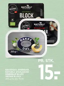 MENY BAKKEDAL SMØRBAR, NATURLI’ ØKOLOGISK SMØRBAR ELLER VEGAN BLOCK tilbud