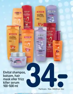 REMA 1000 Elvital shampoo, balsam, hair mask eller frizz killer serum 100-500 ml tilbud