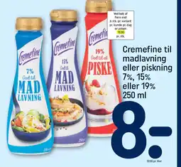 REMA 1000 Cremefine til madlavning eller piskning 7%, 15% eller 19% 250 ml tilbud