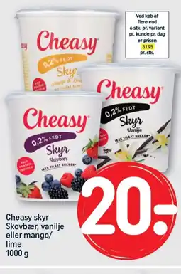 REMA 1000 Cheasy skyr Skovbær, vanilje eller mango/ lime 1000 g tilbud