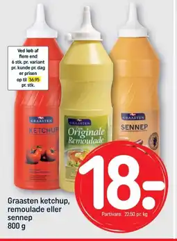 REMA 1000 Graasten ketchup, remoulade eller sennep 800 g tilbud