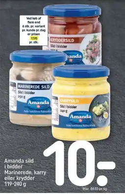 REMA 1000 Amanda sild i bidder Marinerede, karry eller krydder 119-240 g tilbud