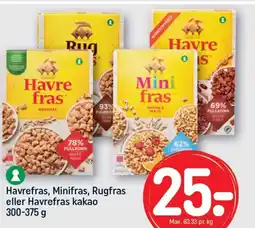 REMA 1000 Havrefras, Minifras, Rugfras eller Havrefras kakao 300-375 g tilbud