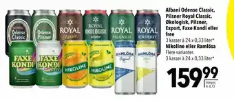 Citti Albani Odense Classic, Pilsner Royal Classic, Økologisk, Pilsner, Export, Faxe Kondi eller free Nikoline eller Ramlösa tilbud