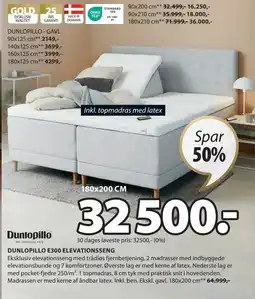JYSK DUNLOPILLO E300 ELEVATIONSSENG tilbud