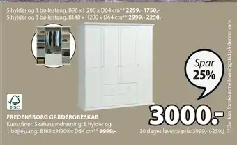 JYSK FREDENSBORG GARDEROBESKAB tilbud