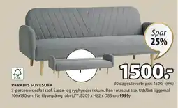 JYSK PARADIS SOVESOFA tilbud