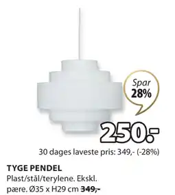 JYSK TYGE PENDEL tilbud