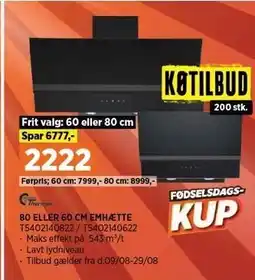 80 ELLER 60 CM EMHÆTTE