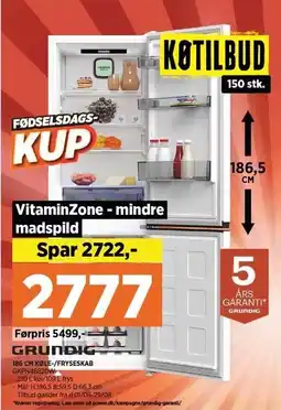 Power 186 CM KØLE-/FRYSESKAB tilbud