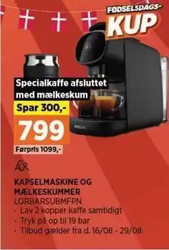 Power KAPSELMASKINE OG MÆLKESKUMMER tilbud