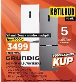 Power 203,5 CM KØLE-/FRYSESKAB tilbud