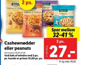 Lidl Cashewnødder eller peanuts tilbud