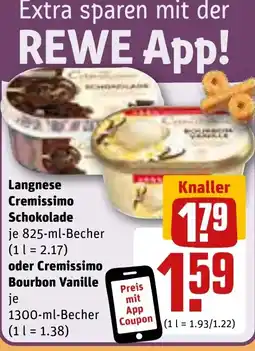 REWE DE Langnese Cremissimo Schokolade oder Cremissimo Bourbon Vanille tilbud