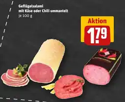REWE DE Geflügelsalami mit Käse oder Chili ummantelt tilbud