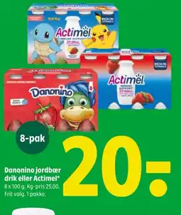 Coop 365 Danonino jordbær drik eller Actimel tilbud
