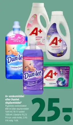 Coop 365 A+ vaskemiddel eller Dunlet skyllemiddel tilbud