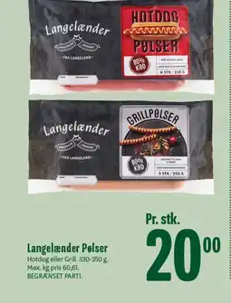 Min Købmand Langelænder Pølser tilbud