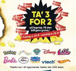 Bilka TA' 3 FOR 2 på legetøj. Få den billigste gratis tilbud