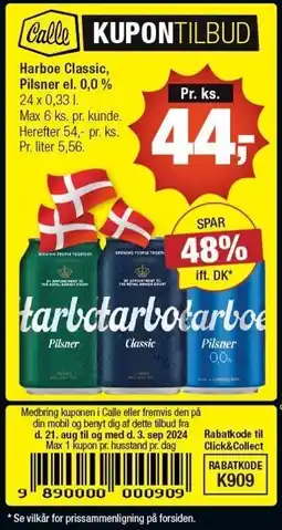 Calle Harboe Classic, Pilsner el. 0,0% tilbud