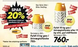 Bilka SPAR 20% på Kosan nykøb af gasflaske inkl. gas tilbud