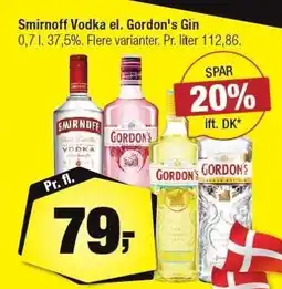 Calle Smirnoff Vodka el. Gordon's Gin 0,7 liter tilbud