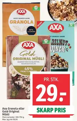 SPAR Axa Granola eller Gold Original Müsli tilbud