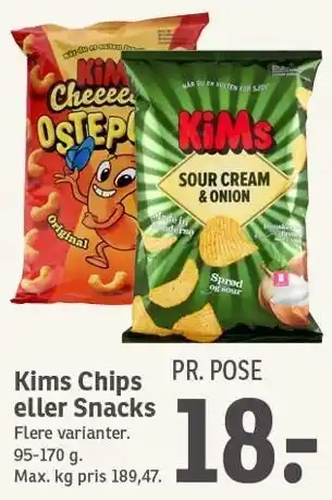 SPAR Kims Chips eller Snacks tilbud