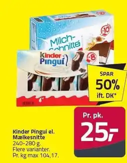 Fleggaard Kinder Pingui el. Mælkesnitte tilbud