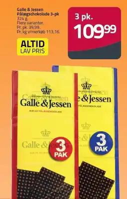 Fleggaard Galle & Jessen Pålægschokolade 3-pk tilbud
