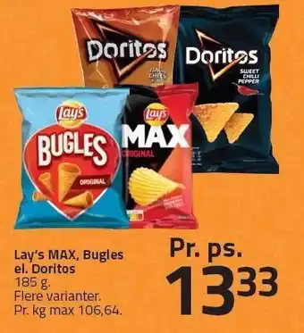 Fleggaard Lay's MAX, Bugles el. Doritos tilbud