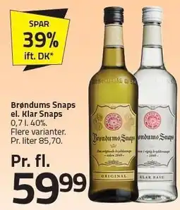 Fleggaard Brøndums Snaps el. Klar Snaps tilbud