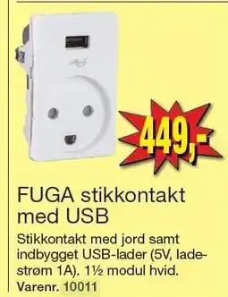 Harald Nyborg FUGA stikkontakt med USB tilbud