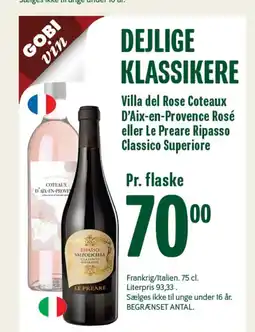 Min Købmand Villa del Rose Coteaux D’Aix-en-Provence Rosé eller Le Preare Ripasso Classico Superiore tilbud
