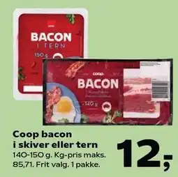 SuperBrugsen Coop bacon i skiver eller tern tilbud