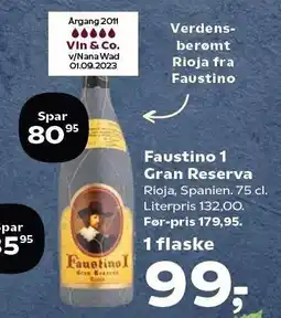SuperBrugsen Faustino 1 Gran Reserva tilbud