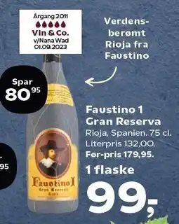 Kvickly Faustino 1 Gran Reserva tilbud