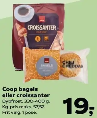 Kvickly Coop bagels eller croissanter tilbud