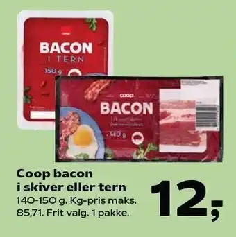 Kvickly Coop bacon i skiver eller tern tilbud