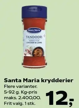 Kvickly Santa Maria krydderier tilbud