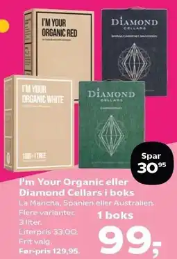 Kvickly I'm Your Organic eller DIamond Cellars i boks tilbud