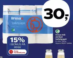 Kvickly Irmas blå stribet toiletpapir tilbud