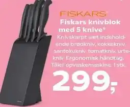 Kvickly Fiskars knivblok med 5 knive tilbud