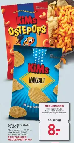 MENY KIMS CHIPS ELLER SNACKS tilbud