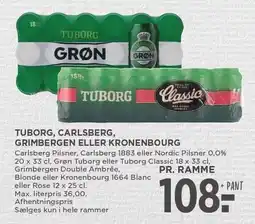 MENY TUBORG, CARLSBERG, GRIMBERGEN ELLER KRONENBOURG tilbud