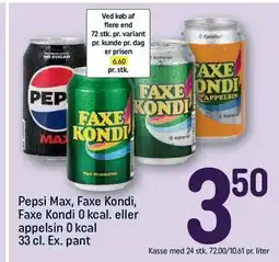 REMA 1000 Pepsi Max, Faxe Kondi, Faxe Kondi 0 kcal. eller appelsin 0 kcal tilbud